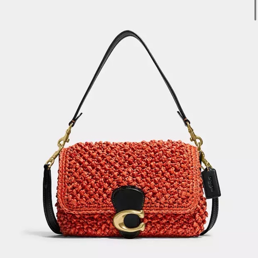 RARE NWT Coach Raffia Red Black Woven Shoulder Crossbody Bag
